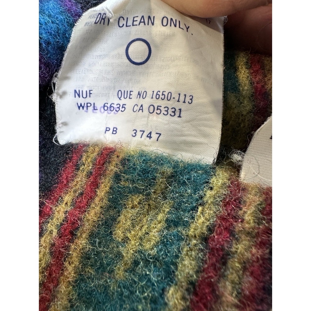 VTG Woolrich Chore Barn Coat Med/L Aztec Wool Blanket-Lined Leather Collar Snap - Picture 5 of 7